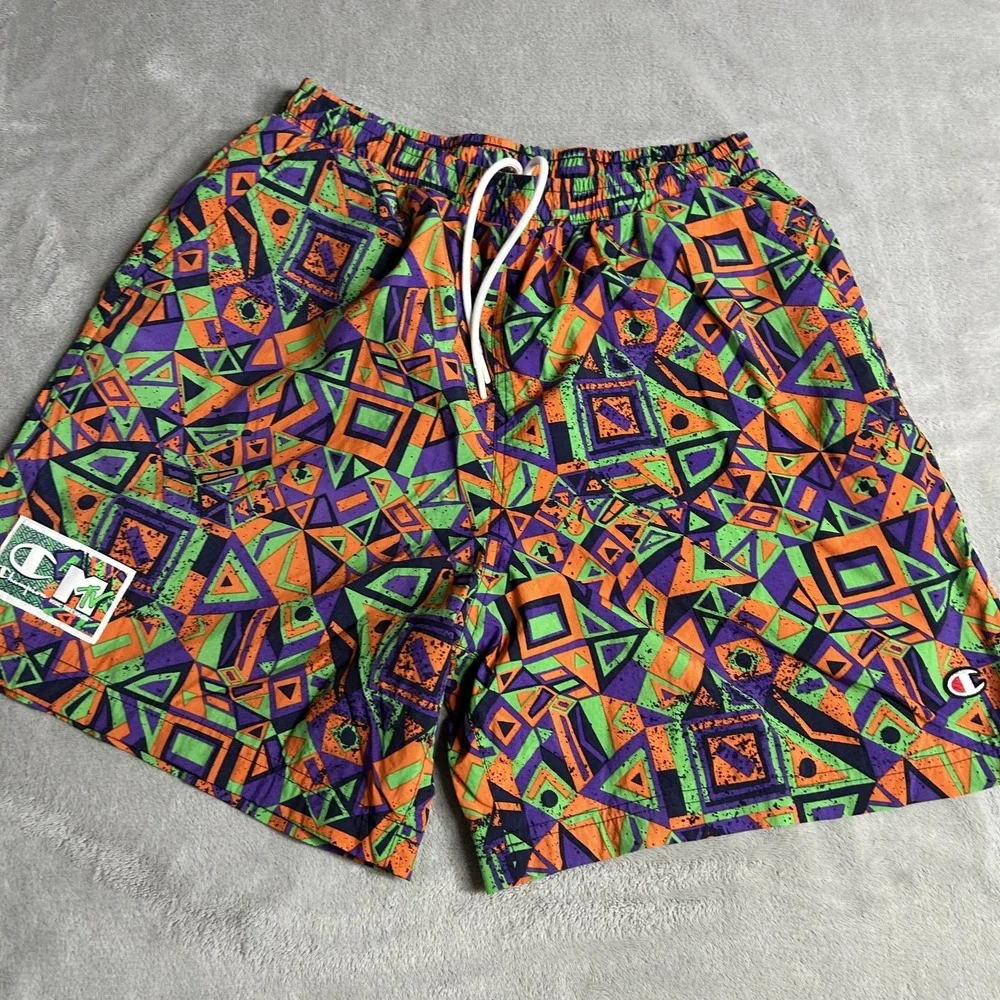 Champion MTV Limited Edition Retro Colorblock Surf Shorts Swim Trunk Size medium